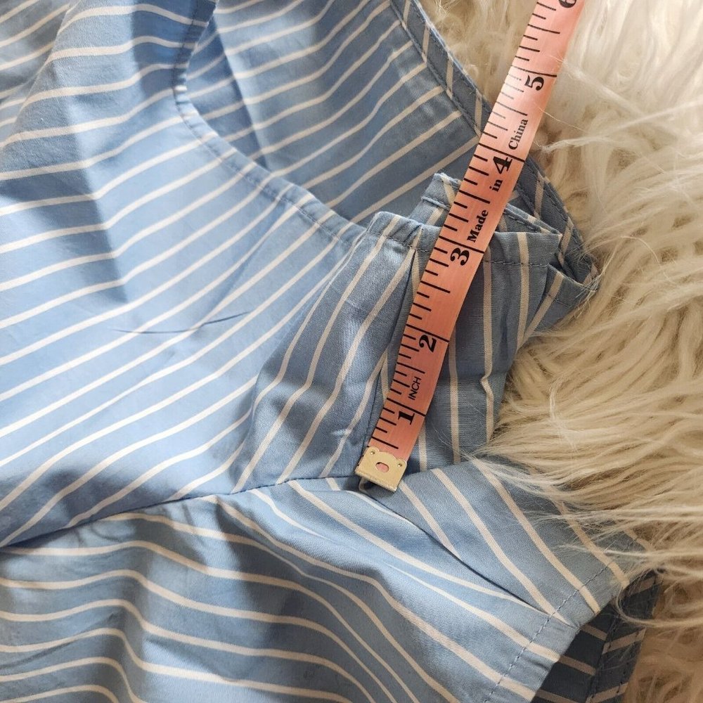 LAKE Pajama 2-PC Set LARGE Top Shorts Blue White Stripe 100% Cotton - Picture 6 of 16